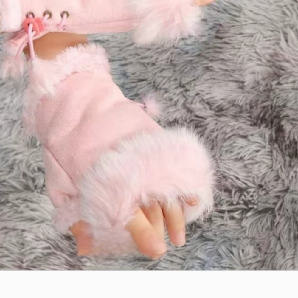 Pink fingerless gloves